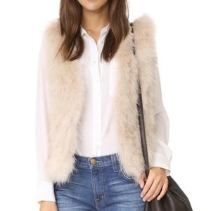 Club Monaco Cream Fur Feather Vest